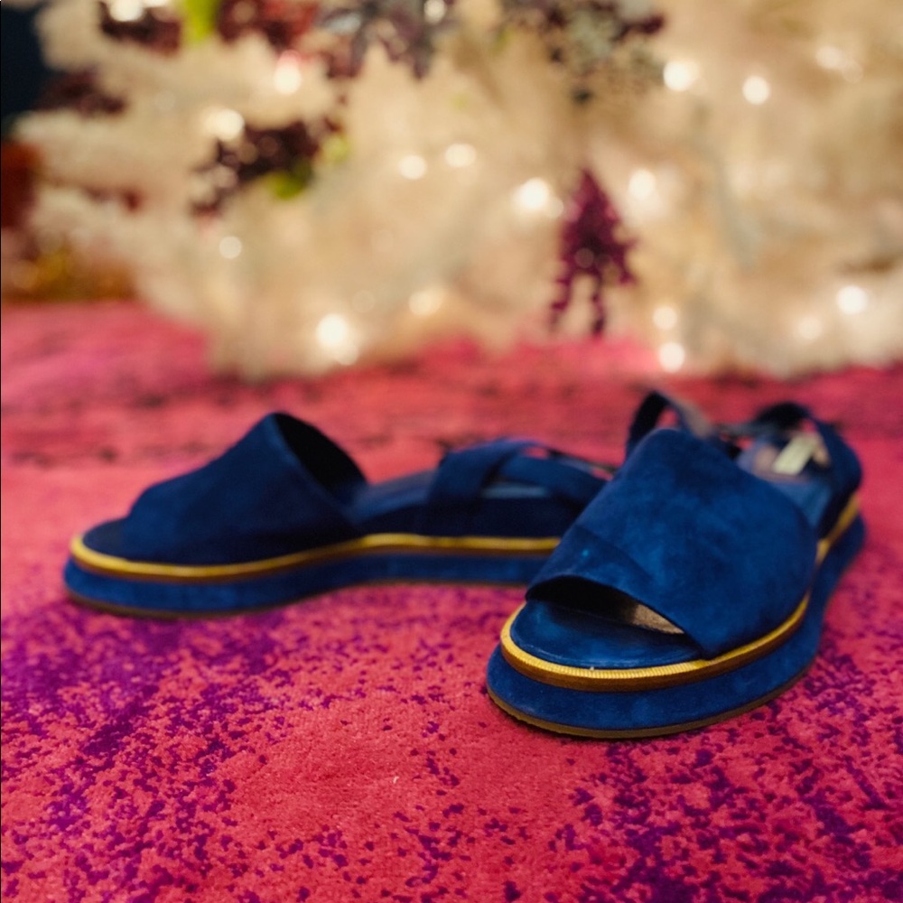 Flat lace up suede sandals